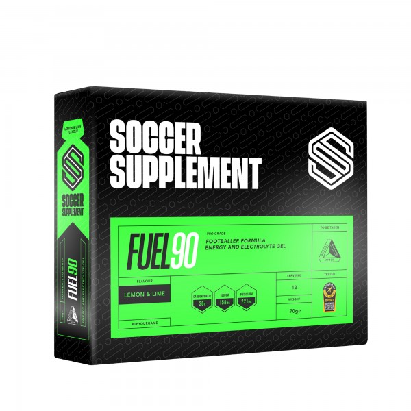 Soccer Supplement Gel Energético Fuel90 Limão-Lima (caixa 12 géis)